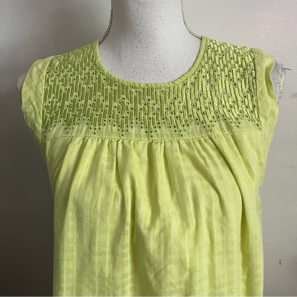 J.Crew • Bright Light Green Smocked Tank Top - Picture 3 of 4